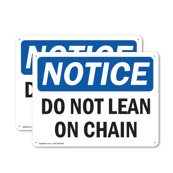 Signmission Do Not Lean On Chain, 14 in W x Rectangle, Plastic OS-2PACK-NS-P-1014-L-11288 - main